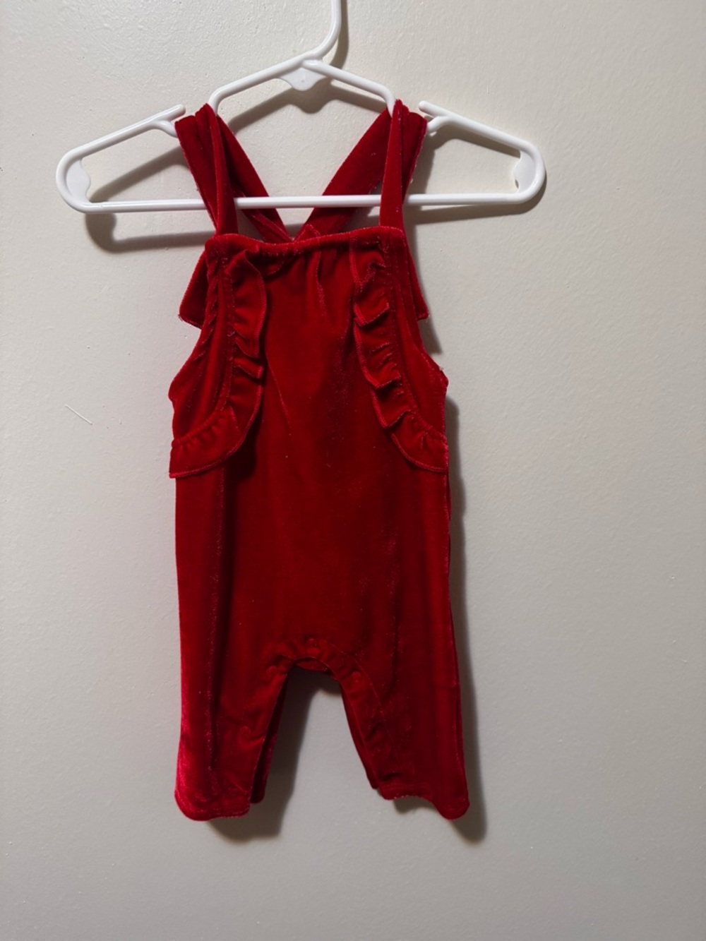 wonder nation Red Velvet Ruffle Overalls